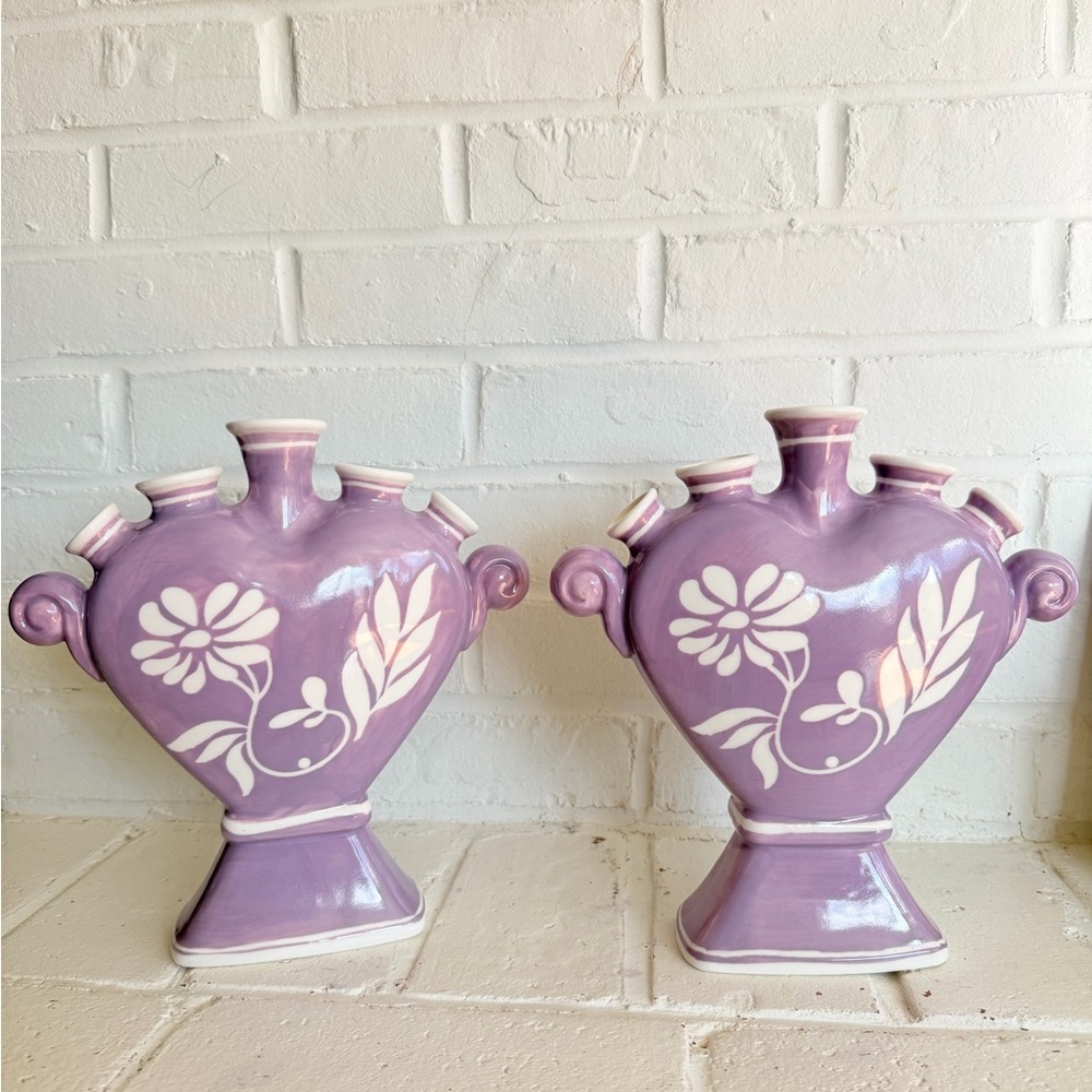 Set of Vaisselle Anthropologie lilac vases by Lea Zana
